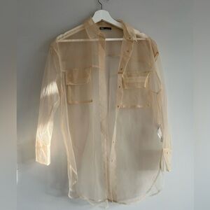 Zara Sheer Beige Shirt Blouse